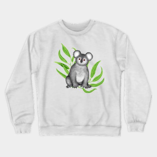 Cute Curious Koala Crewneck Sweatshirt by illucalliart